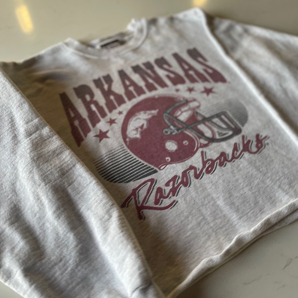 Vintage Arkansas Razorbacks Cropped Women's Sweatshirt Oversized Medium